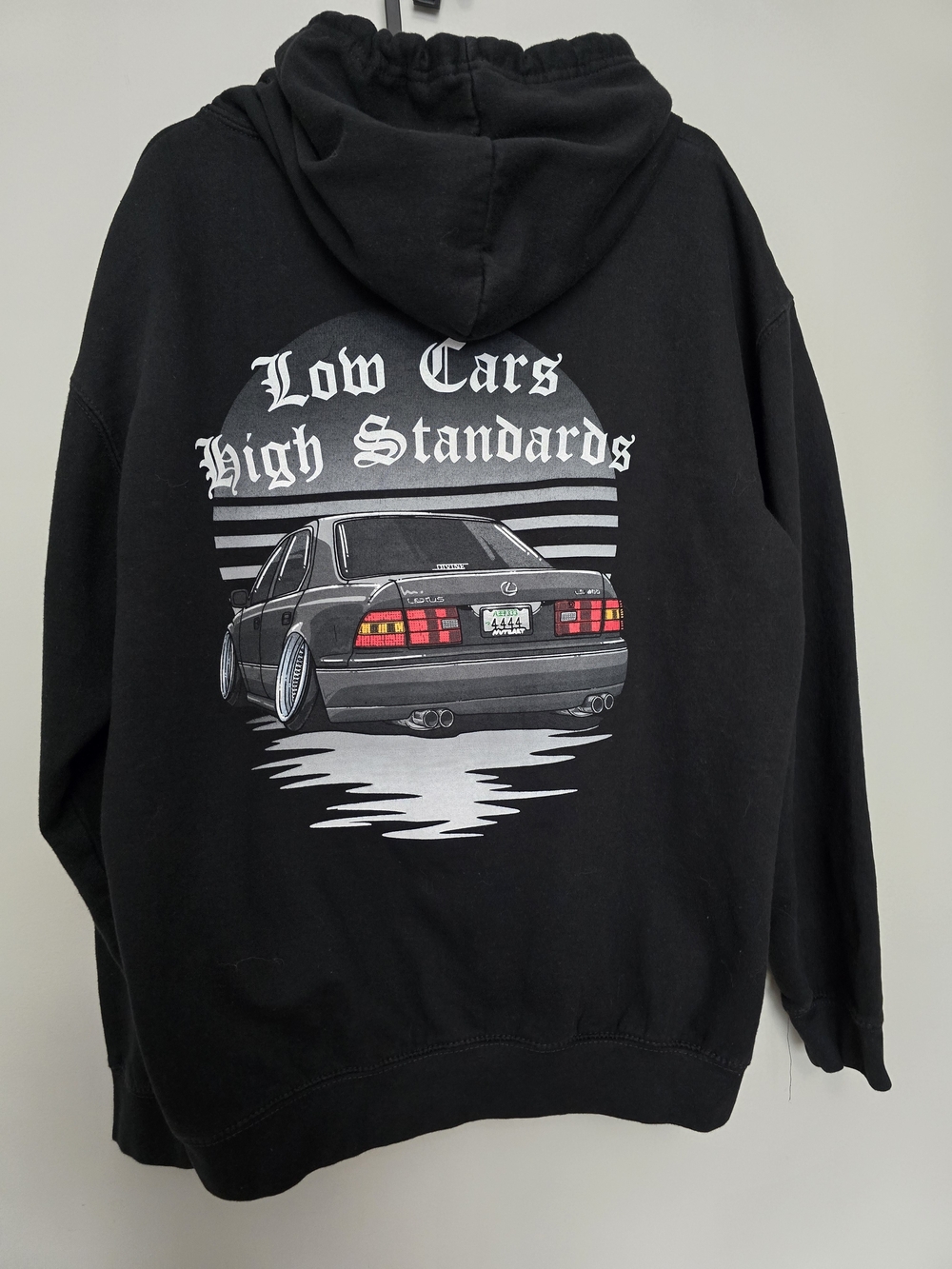 Men's Black Graphic Hoodie - Low Cars High Standards